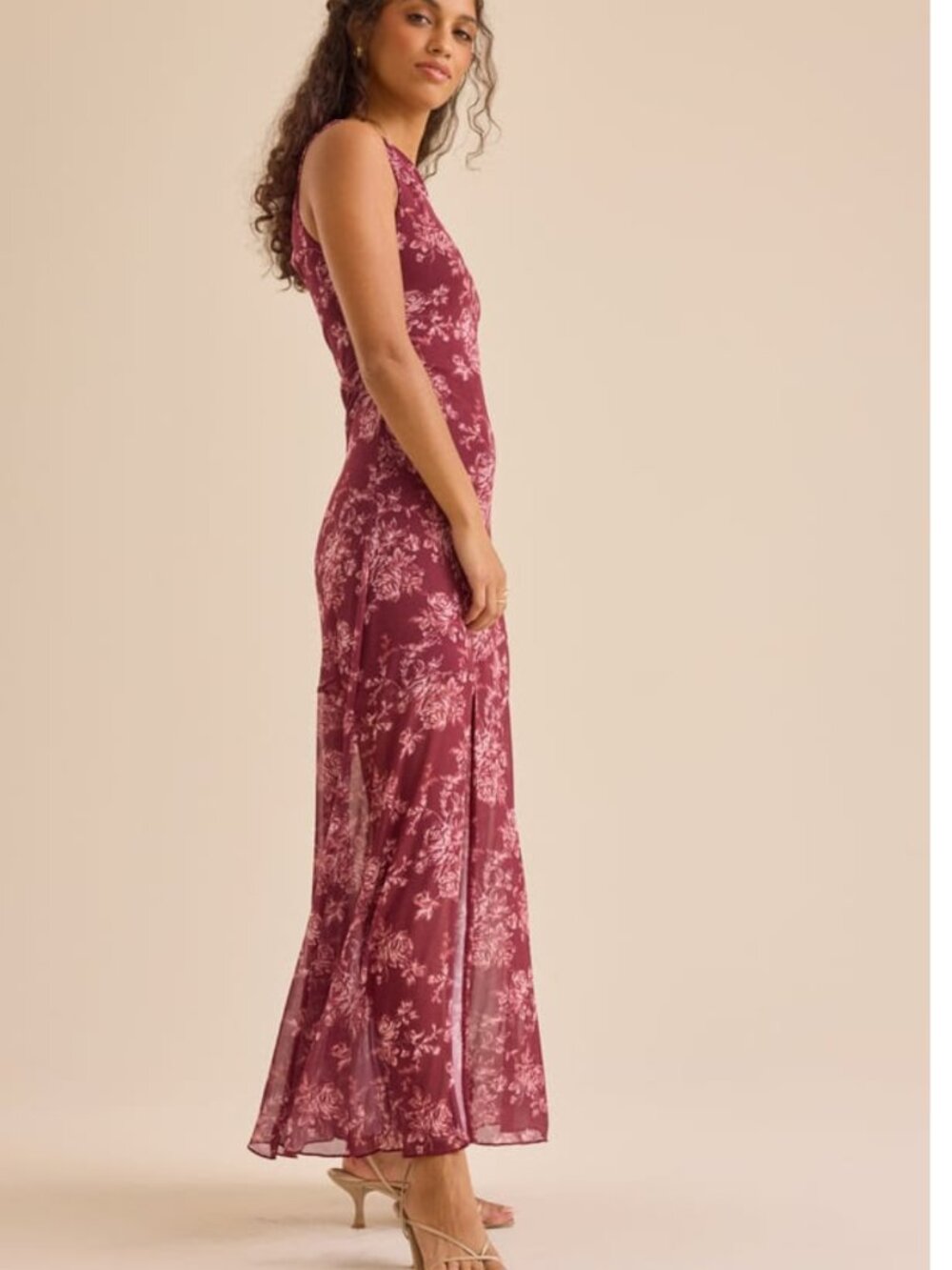 Burgundy Floral Maxi Dress Altar'd Sate Cooper Floral Maxi Dress NWT - Picture 3 of 3